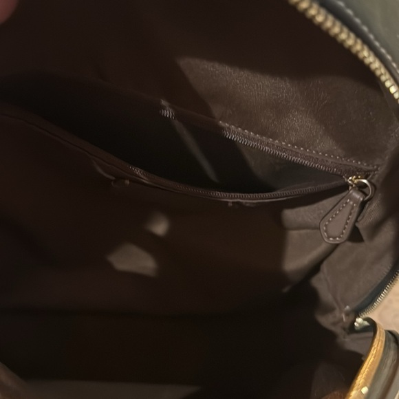 Coach Green & Brown Monogram Small Backpack Like New With Gold Hardware - Picture 7 of 11